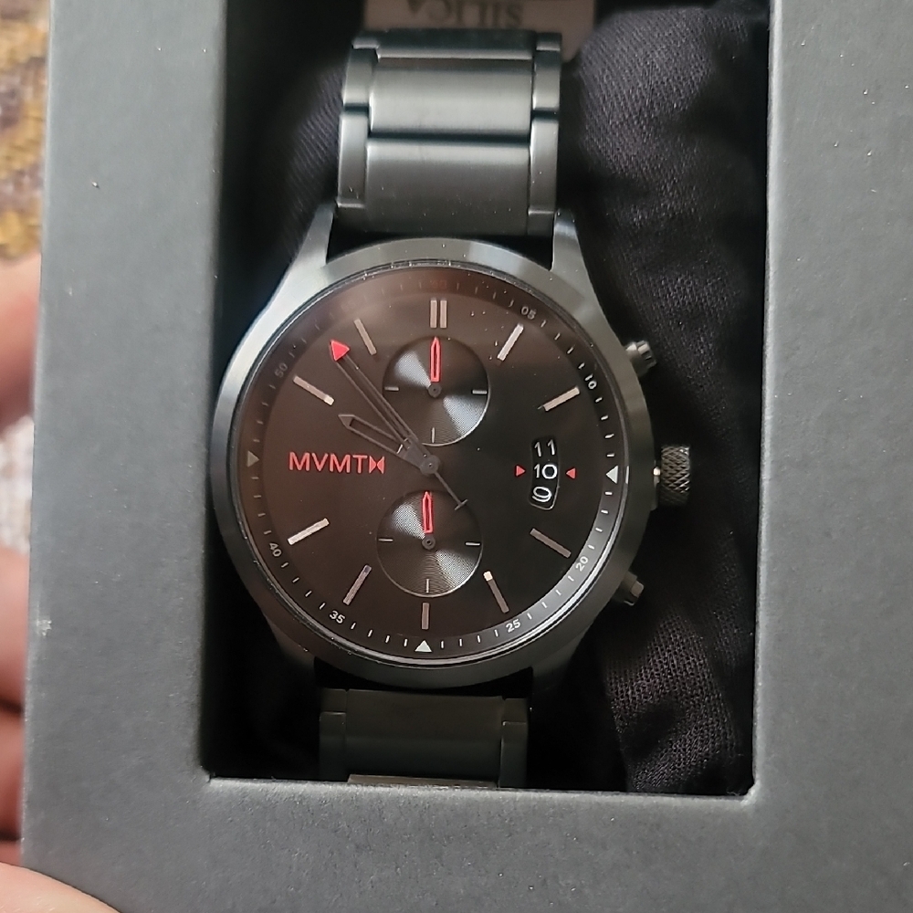 Brand NEW NEVER WORN.MVMT Black Watch with Red Details